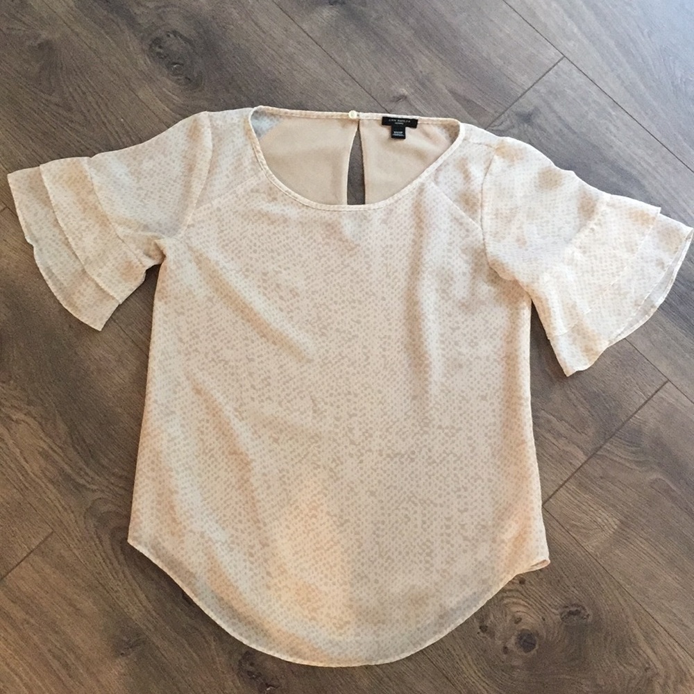 Ann Taylor Tiered Ruffle Sleeve Blouse